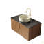 Meuble-lavabo de salle de bain 36 po ARAI, armoire de rangement flottante en contreplaqué pour salle de bain avec comptoir en pierre frittée à 2 portes et lavabo rond en céramique à motif de pierre-126528802