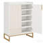Armoire à chaussures 29,5 po, 5 niveaux, portes d'entrée - blanc / or