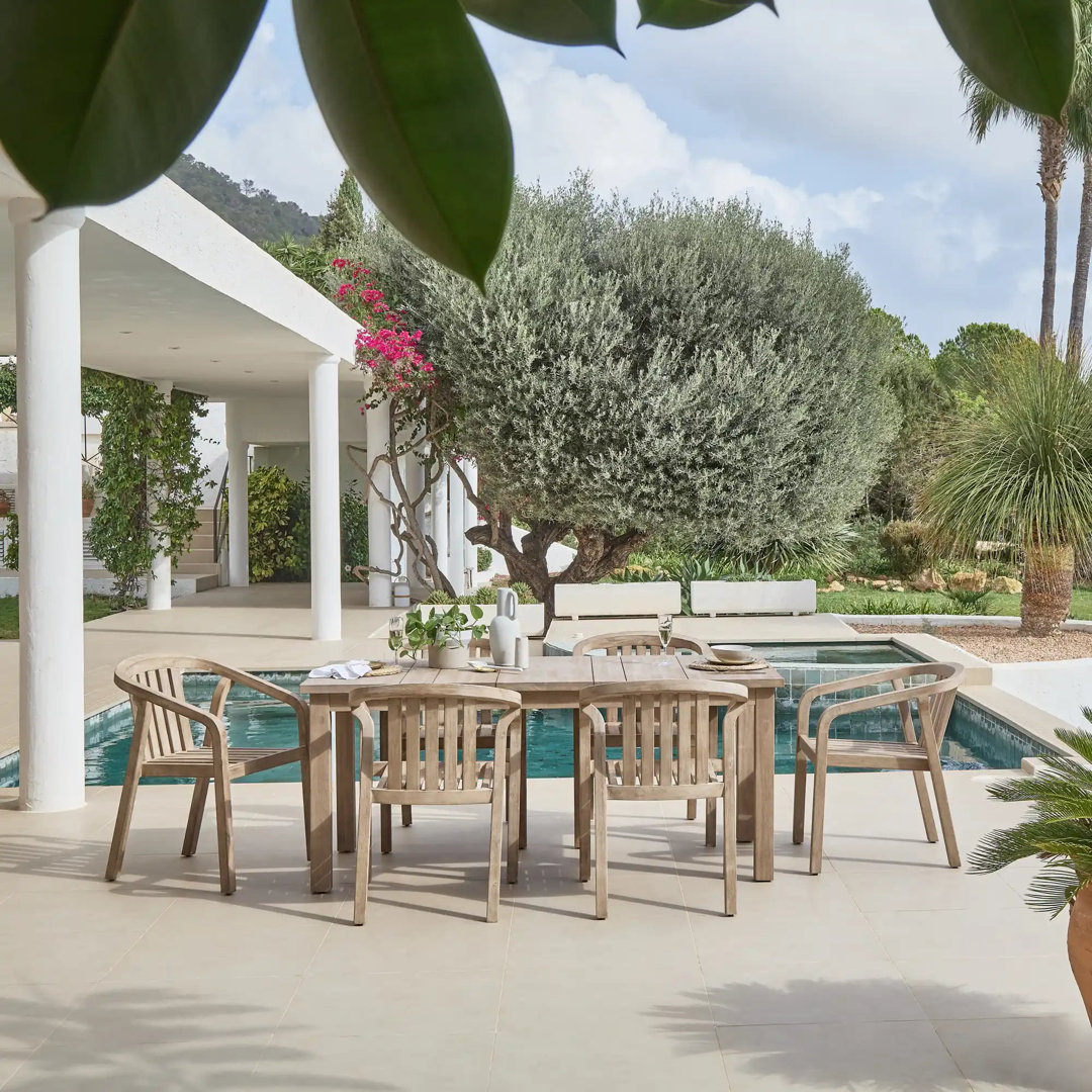 6 Seater Wooden Garden Dining Set with 6 Chairs
