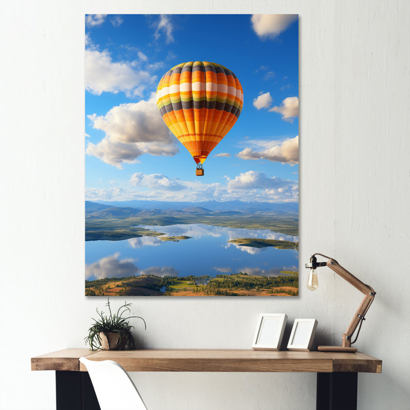 Décoration murale orange montgolfière Horizon III - Montgolfière, H 32 po x l 24 po x P 1 po, Toile tendue
