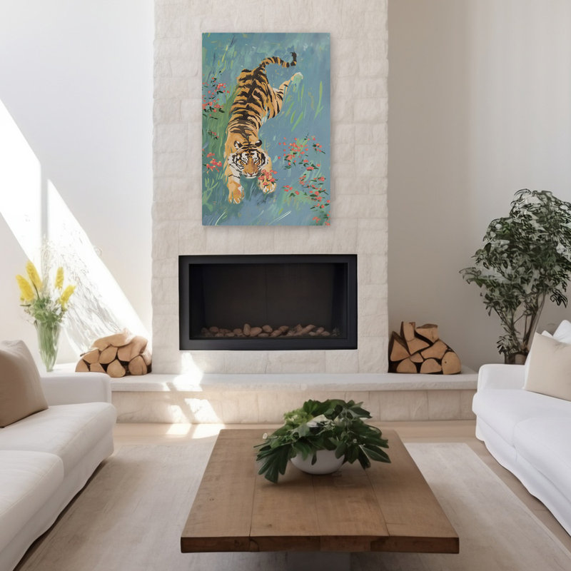 Tigre et tigre de la nature, art lumineux, H 48 po x l 32 po