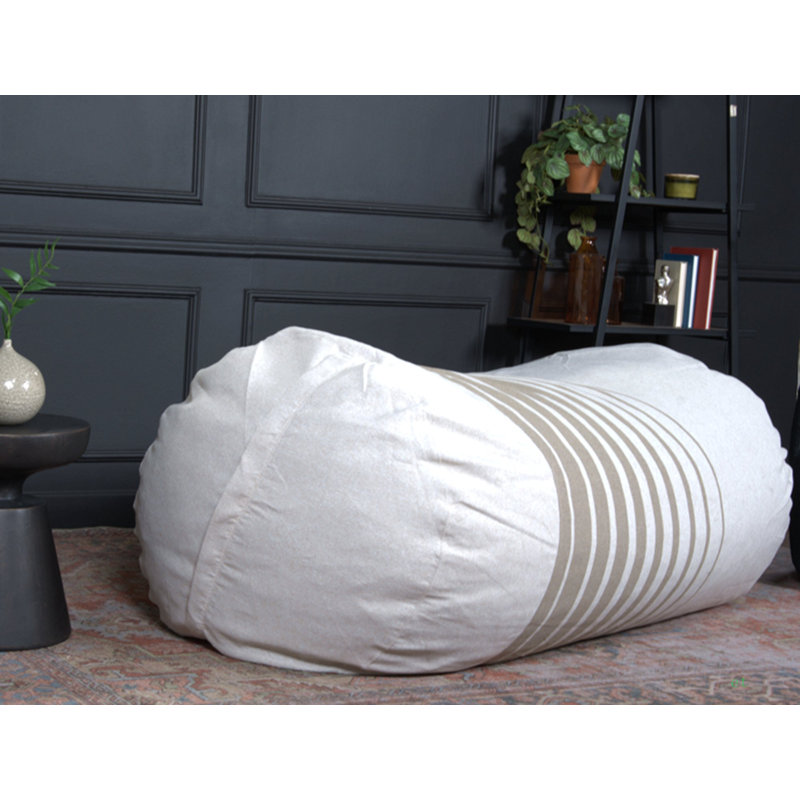 Zeon 6.5 Foot Striped  Cylindrical Bean Bag, Natural Color With Ligt Brown Stripes