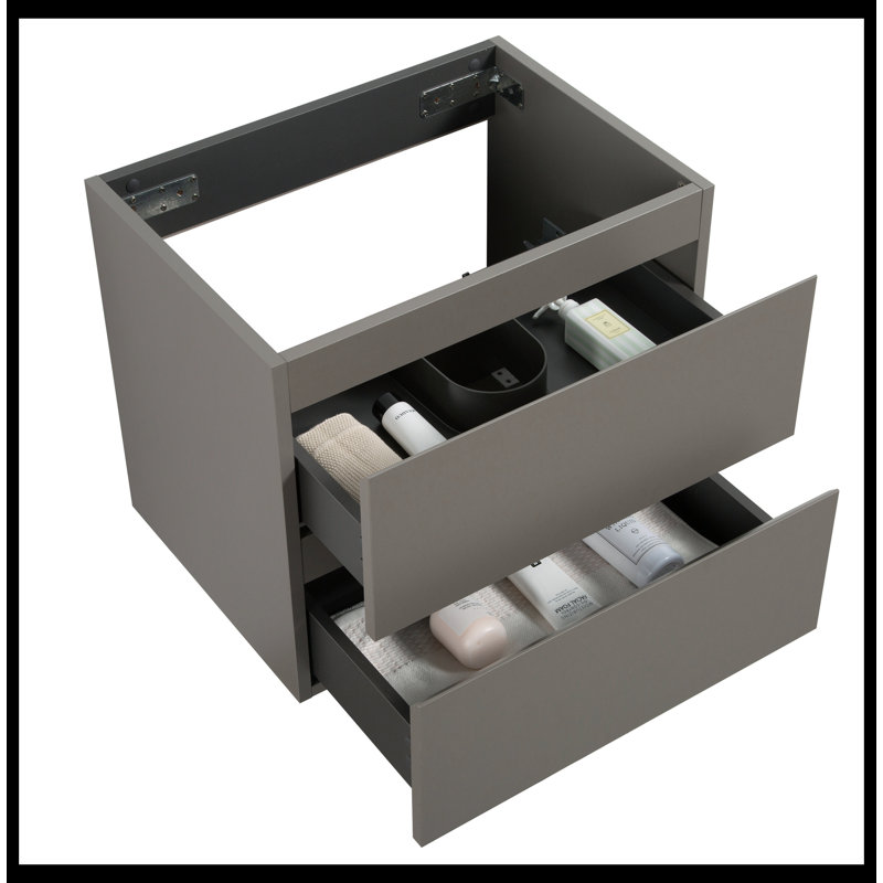 Base de meuble-lavabo Saha seulement, H 20,5 po x l 29,7 po x P 17,9 po, Gris
