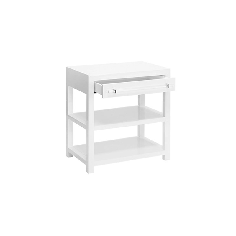 Table d'appoint Garbo avec quincaillerie en acrylique / nickel laqué blanc