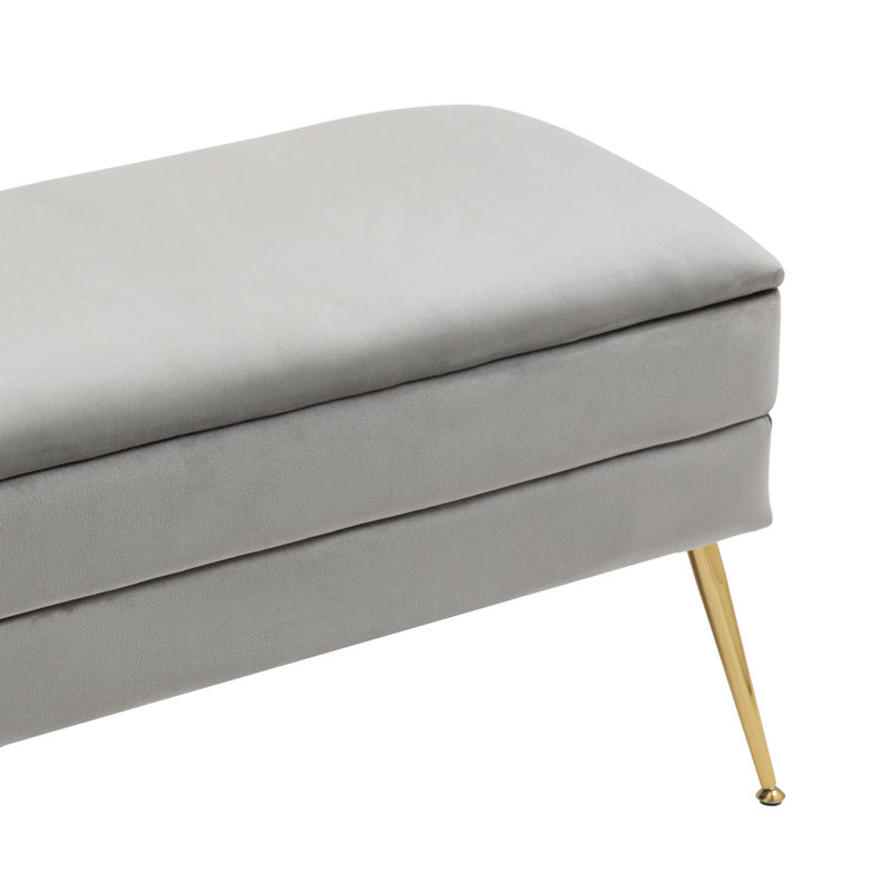 Banc de rangement à couvercle rabattable rembourré, Gris