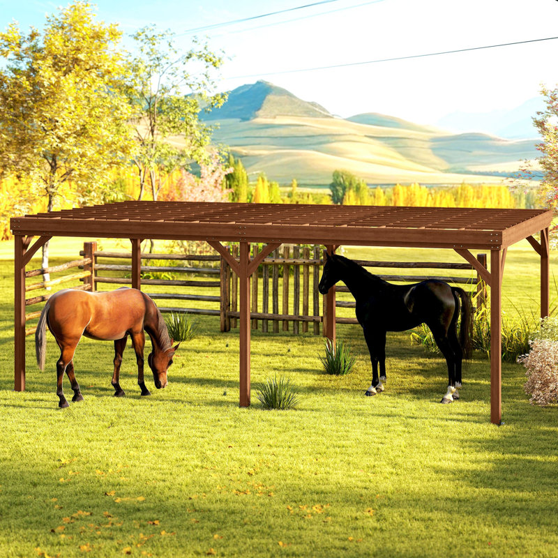 Pergola d'extérieur 12 pi x 20 pi Outsunny, Brun, L 144 po x P 240 po
