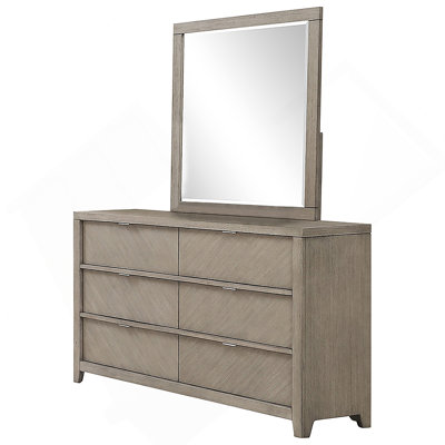 Commode horizontale en bois manufacturé avec 6 tiroirs