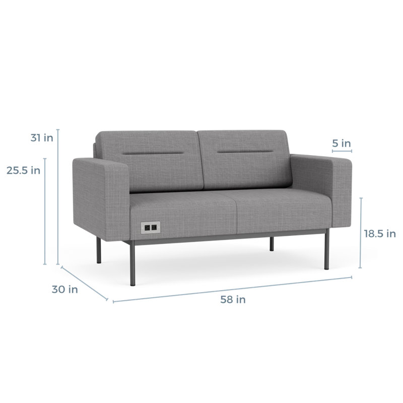 Causeuse de réception Darsey, Avec alimentation, Gris anthracite, Gris chambray