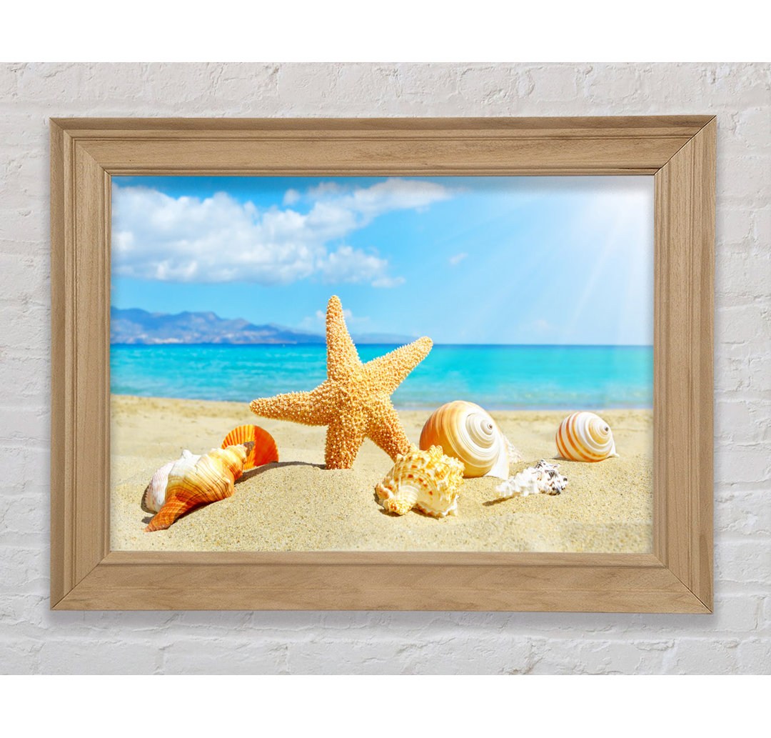 Starfish Standing In The Sand - Einzelne Bilderrahmen Kunstdrucke