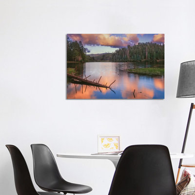 Landscape with Christmas Tree Lake and Evergreen Forest at Sunset, White Mountain Apache Reservation, Arizona, USA 1 Piece Wrapped Canvas Wall Art
