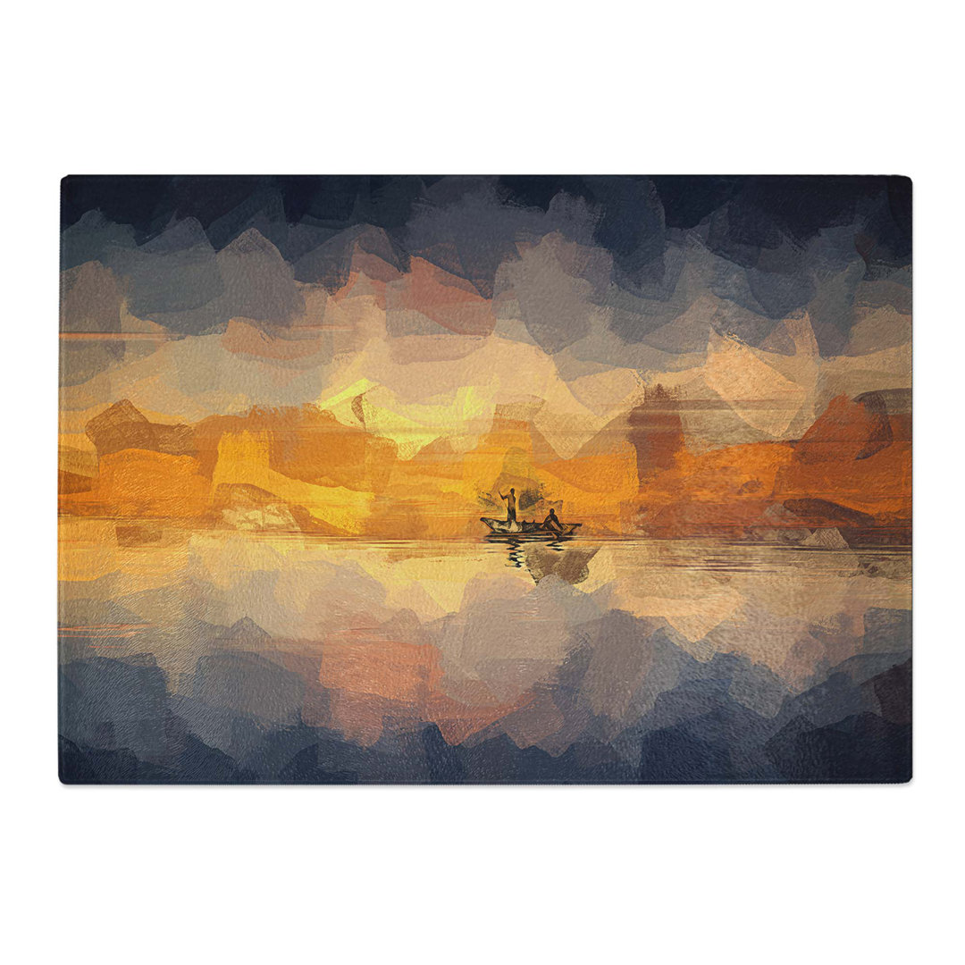 Tempered Glass a Boat at Sunset Chopping Board