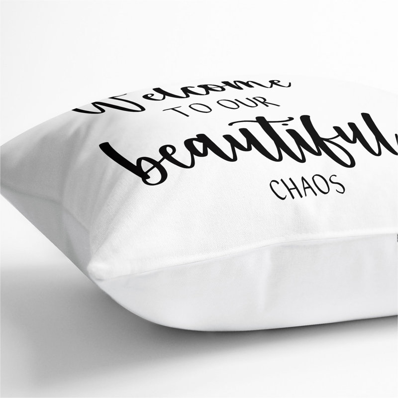 Welcome to Our Beautiful Chaos Scatter Cushion, 55cm H x 55cm W x 20cm D, White