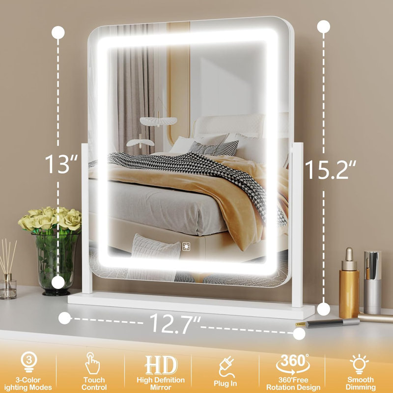 Hollywood Vanity Mirror With 3 Lighting Modes 10x Magnification