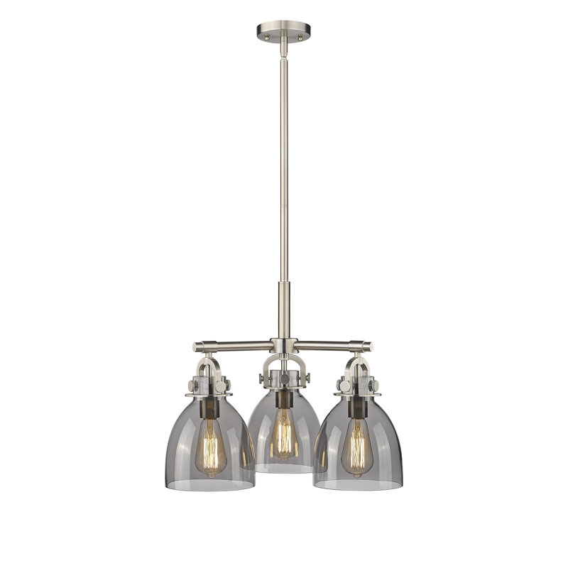 Luminaire suspendu sur tige 7 lumières Sloatsburg, Plaqué couleur fumée, Nickel poli