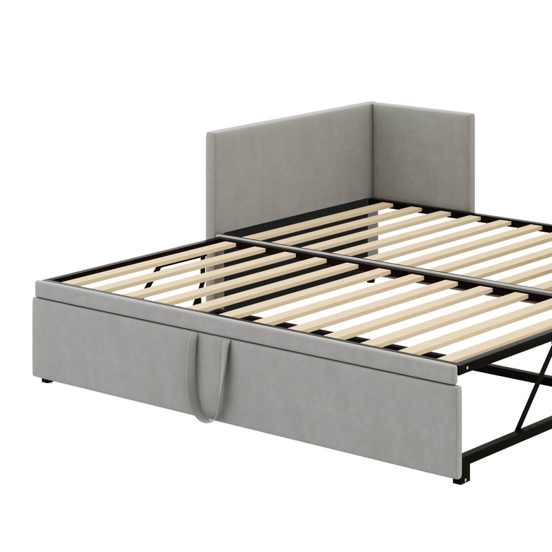 Shamina Upholstered daybed with Pop Up Trundle, Gray