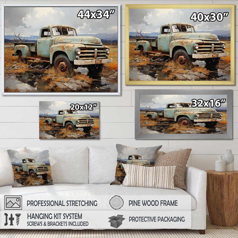 Pickup Truck Atmospheric Impressionism I - Transportation Wall Art Prints, H 24 po x l 32 po x P 1 po, Toile tendue