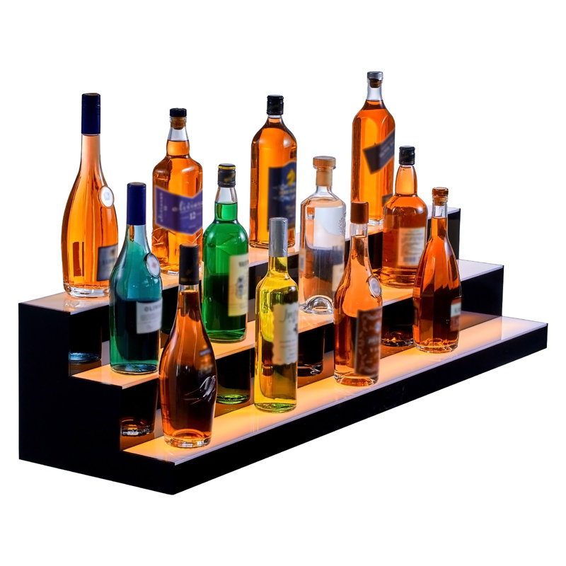 LED Lighted Liquor Bottle Display Bar Shelf RF & App Control 48" 3-Step
