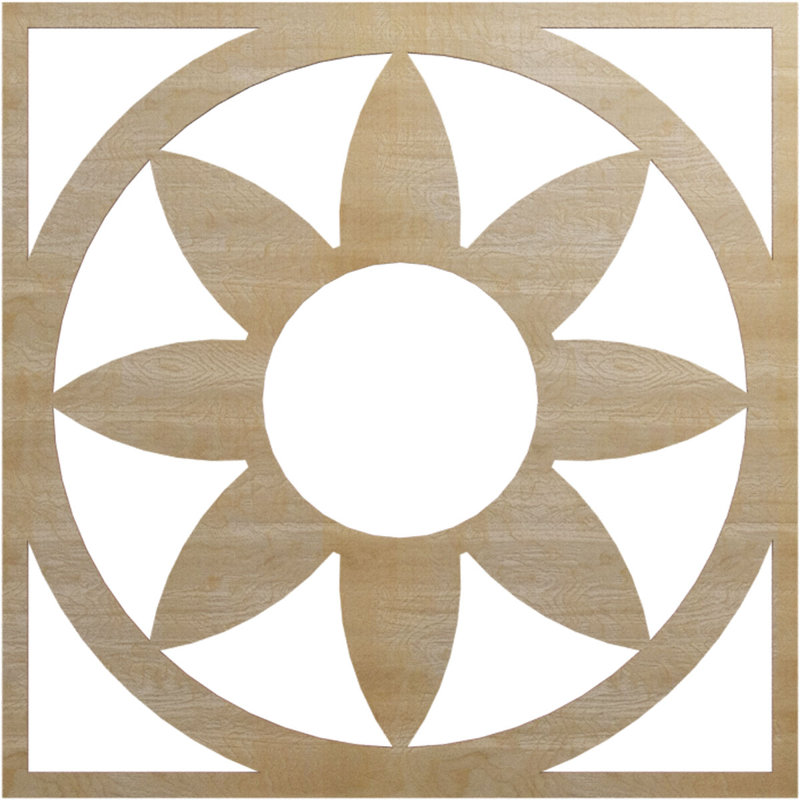 Médaillon de plafond en bois Blume, Noyer blanc, H 32 po x l 32 po x P 0,25 po