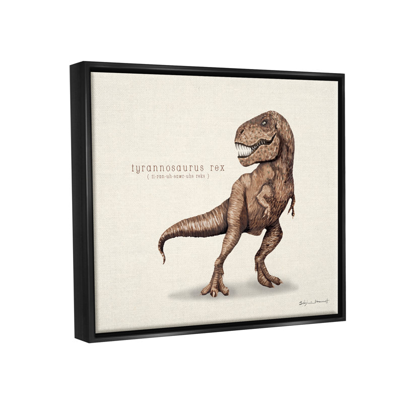 Éducatif, dinosaure T-Rex par Sally Swatland - impression, H 25 po x l 31 po x P 1,7 po, Cadre flottant noir de jais