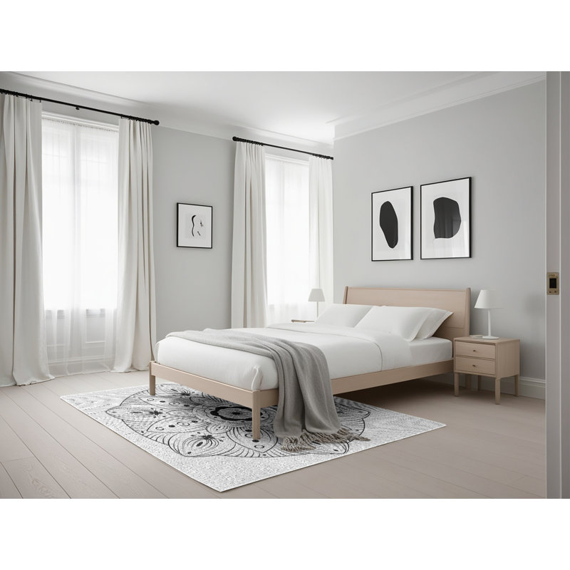 Tapis noir/gris tissé à la machine, Rectangle 5 pi x 7 pi