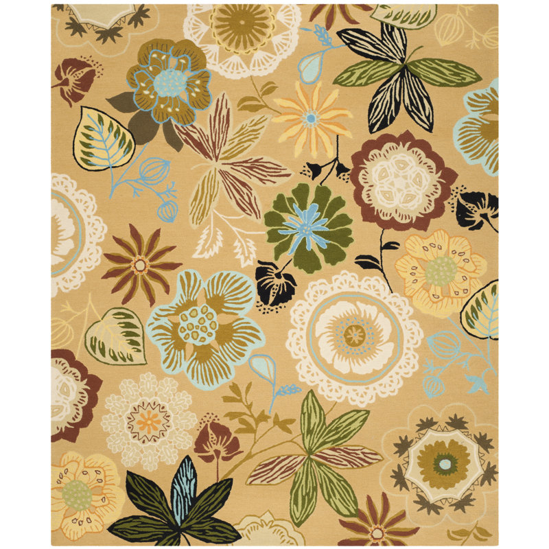 Tapis performance à motif floral crocheté à la main Doyle, Rectangle 8 pi x 10 pi