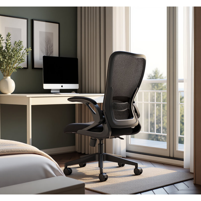 Model U Folding Office Chair – Ergonomic High-Rebound Mesh, Compact Foldable Design, Gaming & Desk Use, Black, Yes
