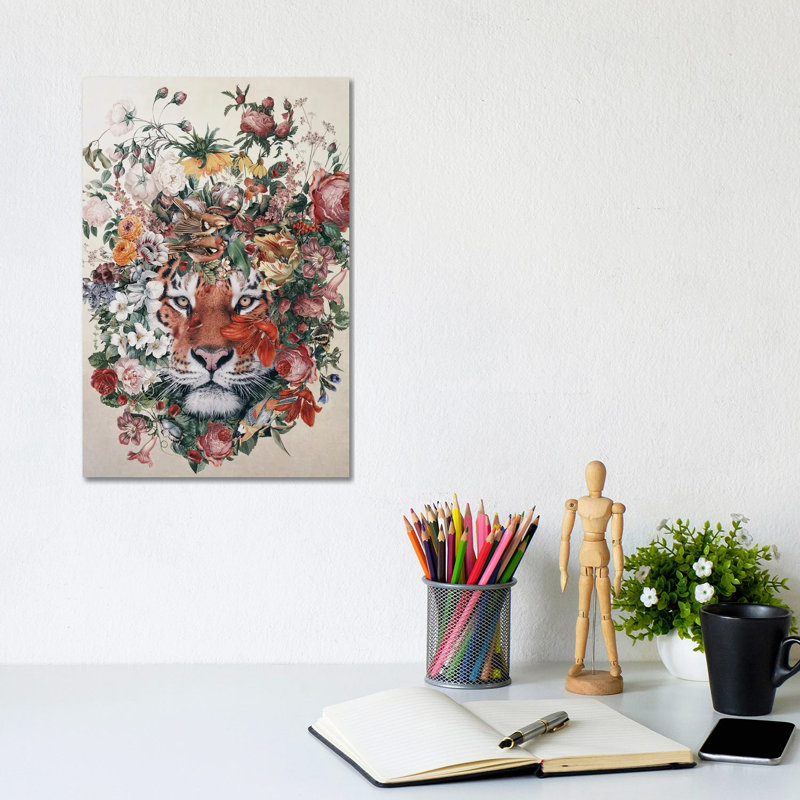 Flower Tiger by Riza Peker - Wrapped Canvas Gallery-Wrapped Canvas Giclée, 30.48cm H x 20.32cm W