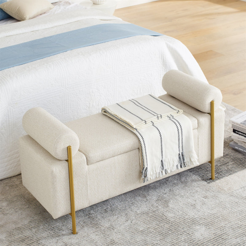 Reyanne Upholstered Storage Bench, Beige