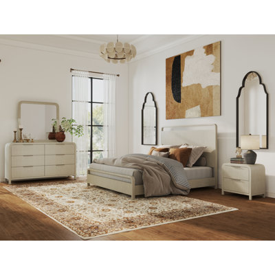 Croskey Wood Panel Bed, Light Gray Finish, Queen