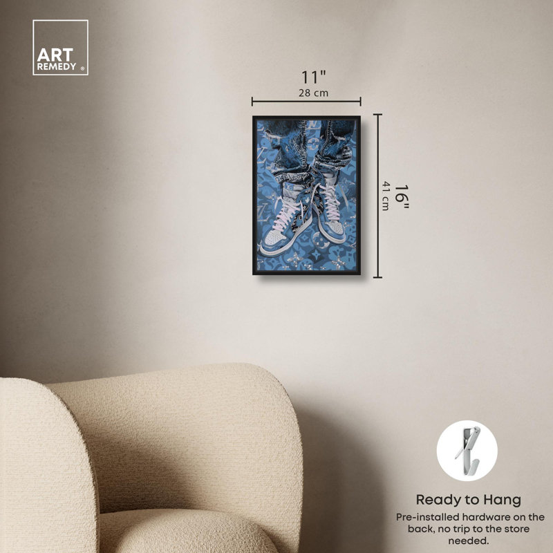 Toile bleue «Dreams» par Art Remedy, Noir, H 16 po x l 11 po, Cadre flottant