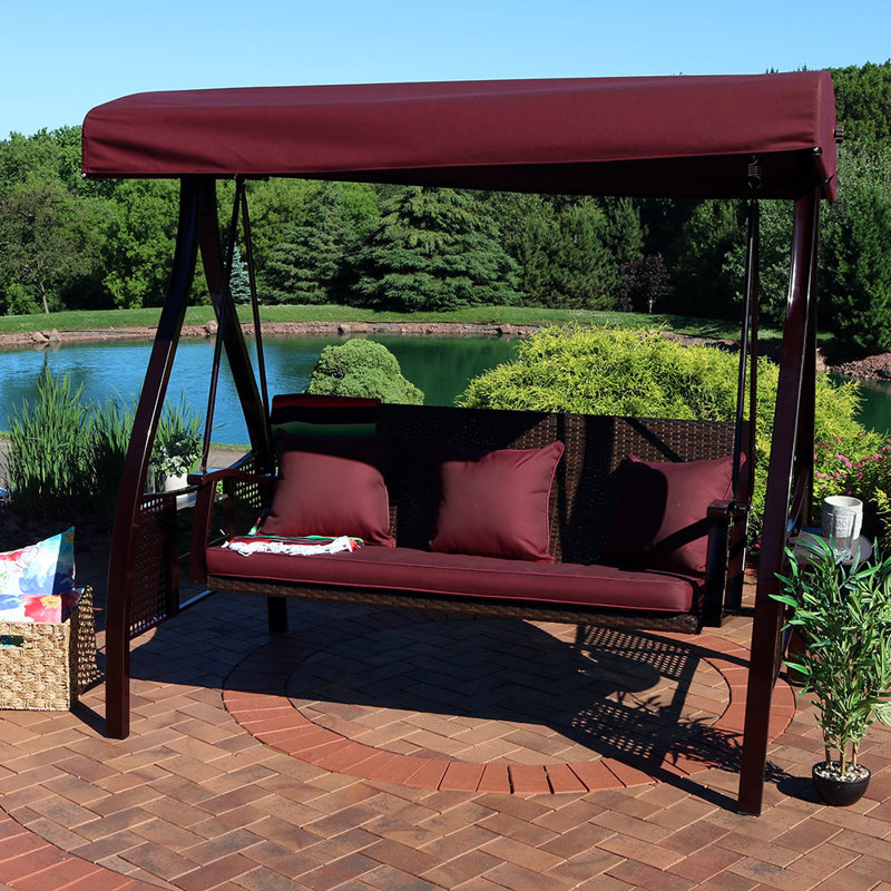 Padded swing with steel frame and stand, Noir