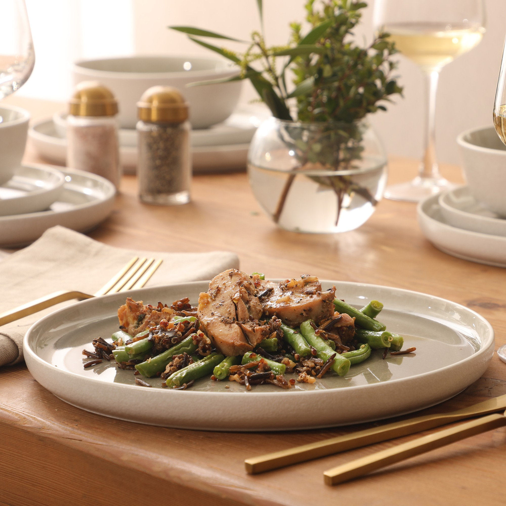 Gibson Elite Tahoe Sunset 12 Piece Stoneware Reactive Glaze (Service for 4) Ceramic Plates and Bowls Dinnerware Set, Gray