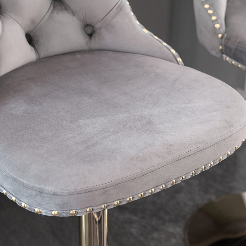 Tabouret pivotant à hauteur réglable Stormstown, Gris, Or