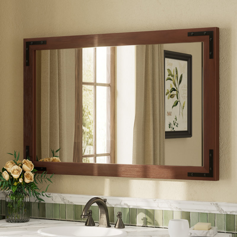Miroir mural Amara Rustic Farmhouse, 40 po x 26 po, Brun