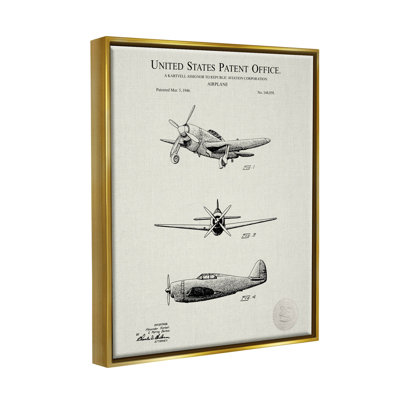 Schéma d'un avion américain breveté, estampe numérique par Karl Hronek
