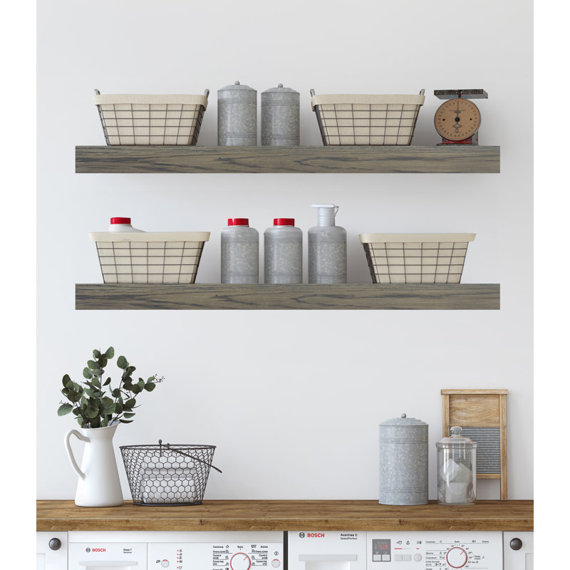 Emerald Lee 2 Piece Oak Floating Shelf, Gris carbone, H 3 po x l 27 po x P 4 po