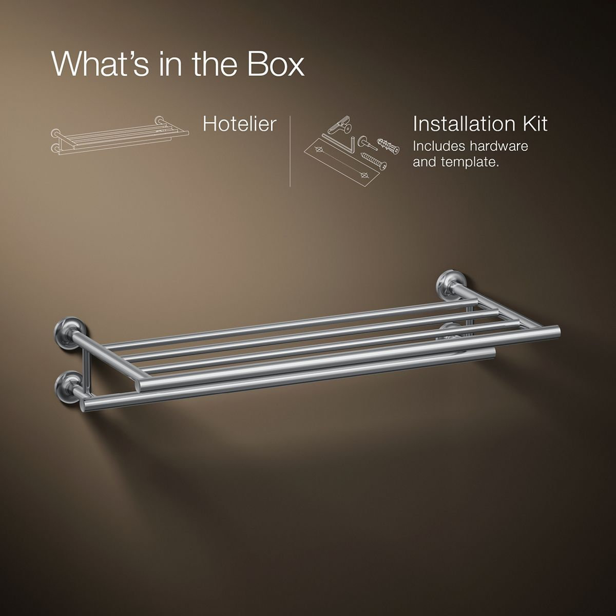 Purist 24" Bracket Shelf, Polished Chrome