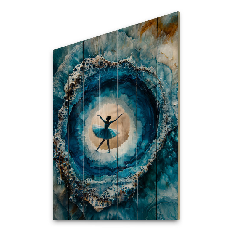 Décoration murale Giselle Aqua Ballet Dance I - bois glam sur bois de pin naturel, H 20 po x l 10 po
