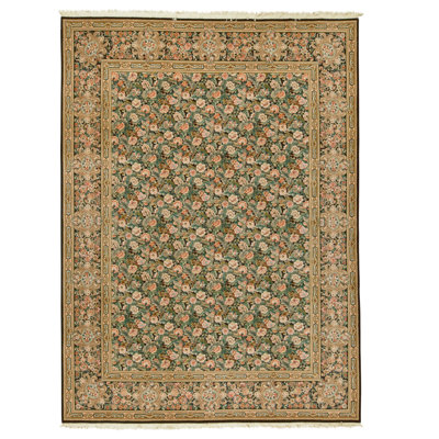 Hand Knotted Wool Area Rug in Black