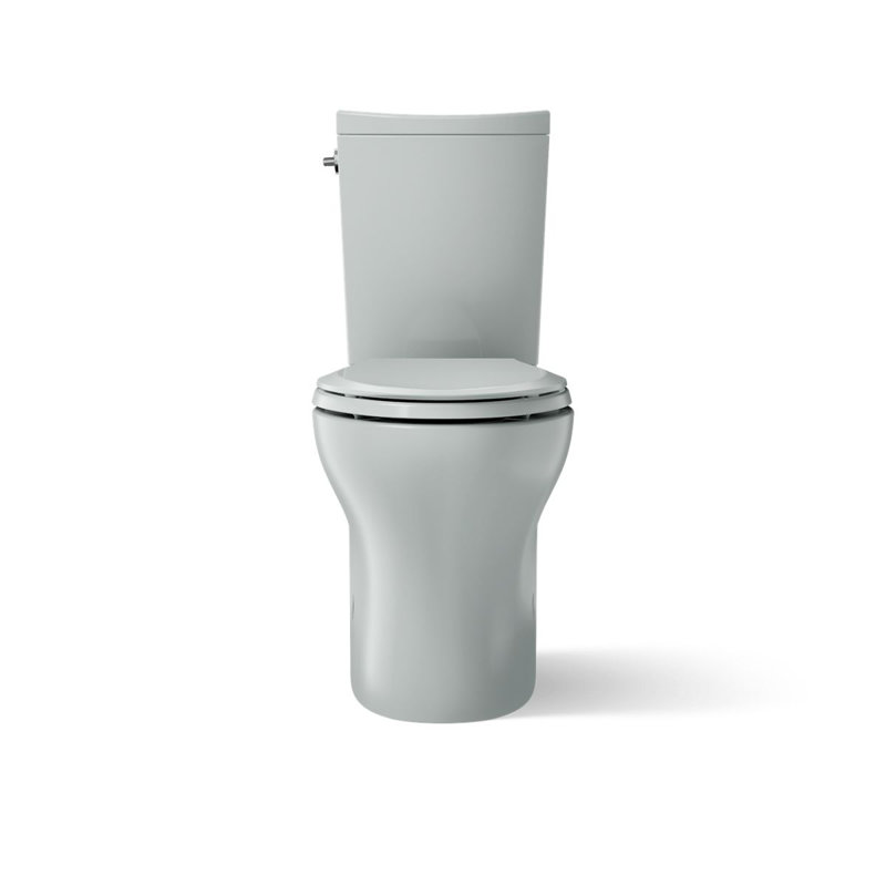 Toilette allongée deux pièces Persuade Curv avec siphon à jupe, double chasse, Gris glacé