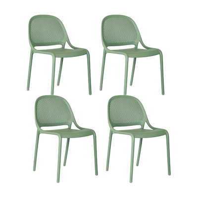 Chaise de salle à manger empilable intérieur / extérieur vert aloès