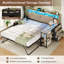 Lit de jour avec couchette escamotable, cadre de lit de jour pleine grandeur en bois de ferme avec 3 tiroirs de rangement et tablettes, lit de jour complet avec station de charge et lumières DEL pour la chambre à coucher, la chambre d'amis-774709644-800902014
