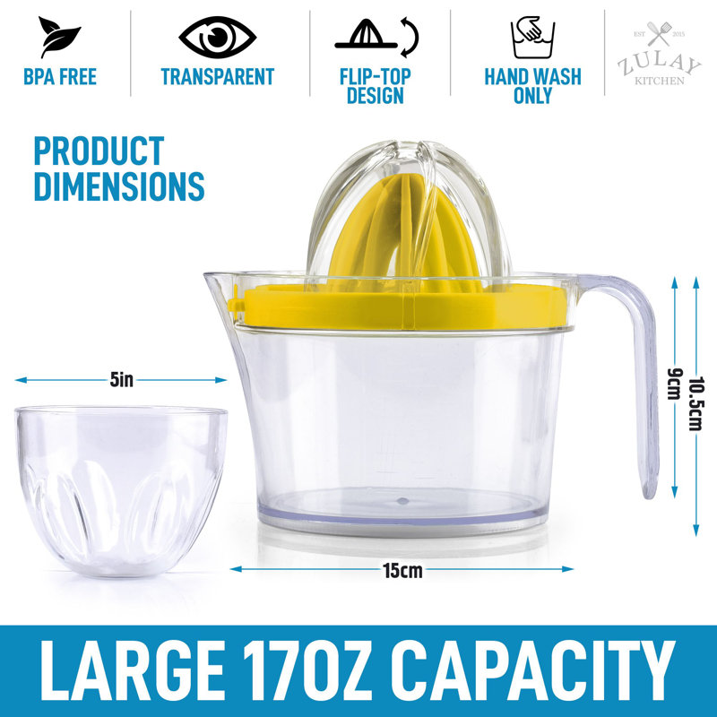 Zulay Kitchen 3-in-1 Citrus Juicer Reamer Cup 17oz Lemon Squeezer Orange Juicer Extractor