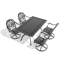 Ensemble de salle à manger 5 pièces en aluminium coulé résistant aux intempéries, comprenant 4 chaises pivotantes et une table rectangulaire avec cadre noir-587071935