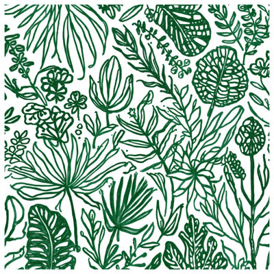 Green Line Art Foliage Bath Mat