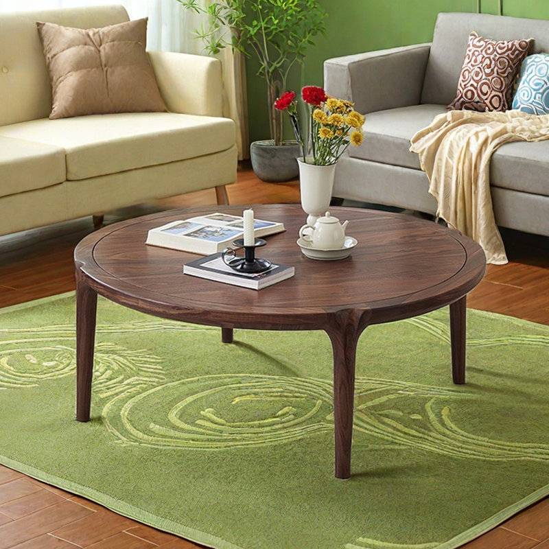 Black Walnut Round Coffee Table Simple Design