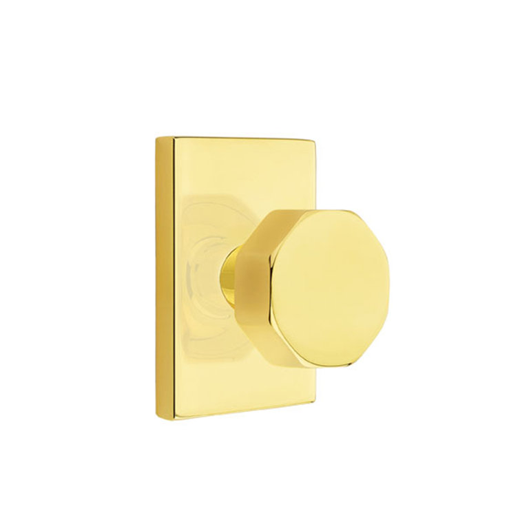Emtek Passage Knobset w/ Modern Rectangular Rosette and Octagon Knob