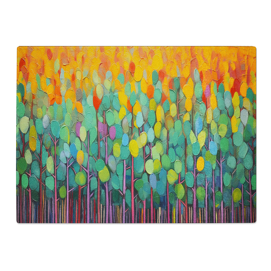 Pine Tree Colour Field  Glass Chopping Board