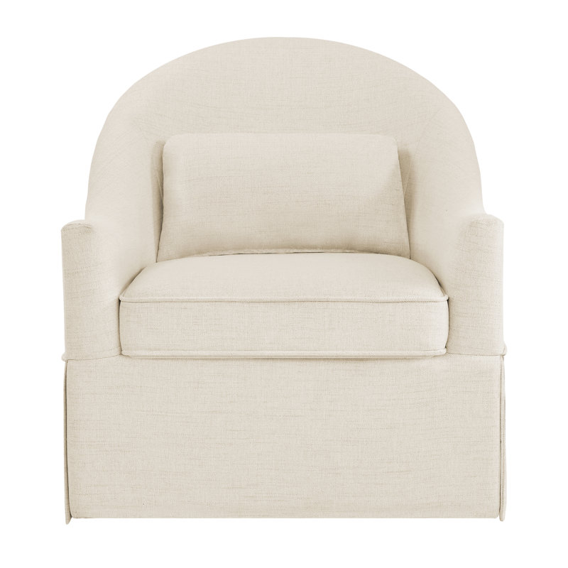 Martha 30.3 ″ Wide Upholstered Swivel Barrel Accent Chair, Light Linen