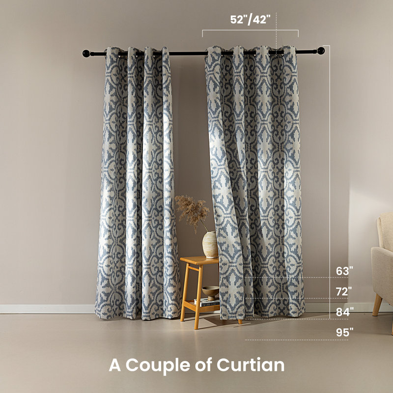 Rideaux occultant en jacquard Sleep Zone (ensemble de 2), Bleu, L 52 po x L 84 po